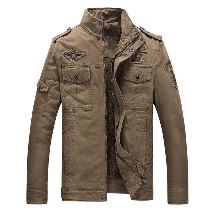 Herren Militärinspirierte Feldjacke mit Teddyfutter und Multifunktionstaschen Echoarchiv