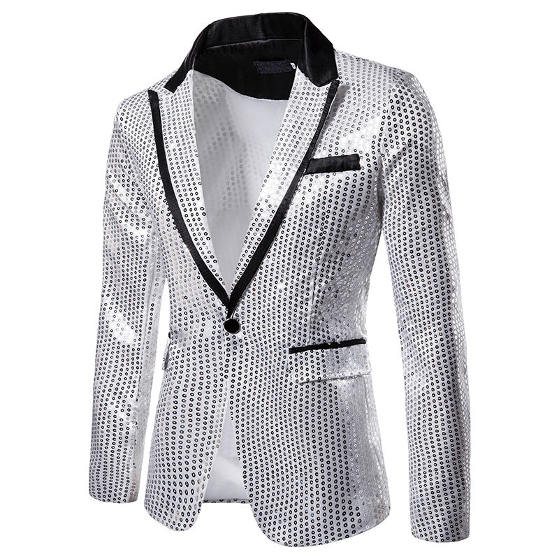 Herren eleganter Paillettenblazer mit modernem Schnitt und schimmerndem Finish Echoarchiv