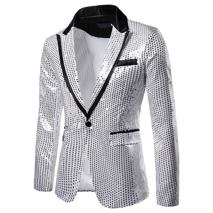 Herren eleganter Paillettenblazer mit modernem Schnitt und schimmerndem Finish Echoarchiv