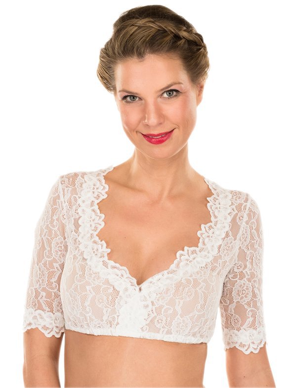 Damen  Spitzentop Bralette mit tiefem V-Ausschnitt und halblangen Ärmeln Echo Archiv