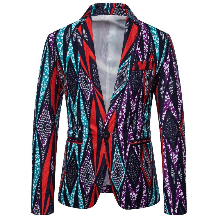 Herren Blazer mit kreativem geometrischen Muster und modernem Schnitt Echoarchiv