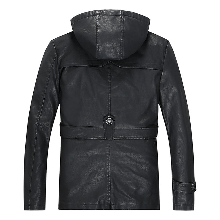 Herren Lederjacke mit Kapuze und Teddyfutter, multifunktionale Utility-Bikerjacke Echo Archiv