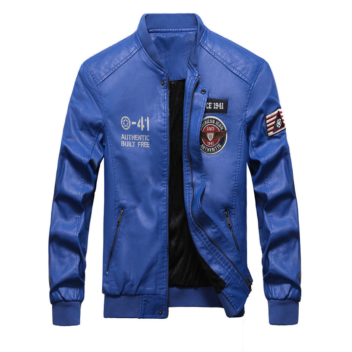 Herren Modische Kunstleder-Bomberjacke Echo Archiv