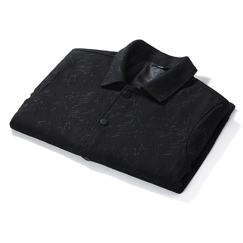 Herren Übergangsjacke im Coach-Stil mit Strukturprint, Druckknopfverschluss und Rippbündchen Echoarchiv