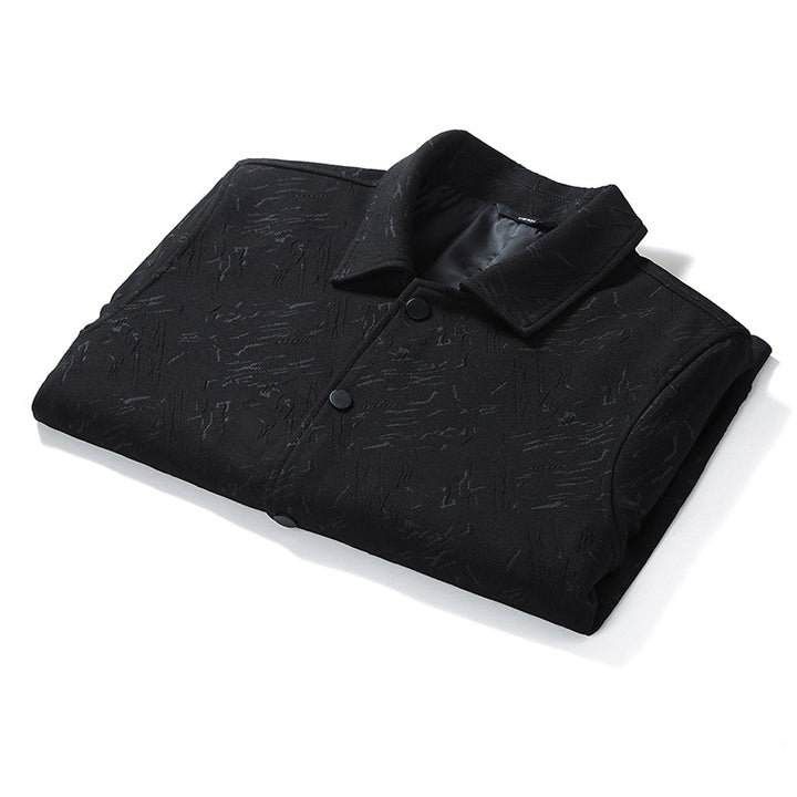 Herren Übergangsjacke im Coach-Stil mit Strukturprint, Druckknopfverschluss und Rippbündchen Echoarchiv