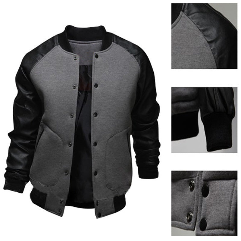 Herren sportliche Bomberjacke mit hochwertigem Lederbesatz Echoarchiv