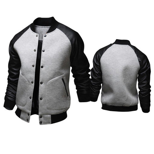 Herren sportliche Bomberjacke mit hochwertigem Lederbesatz Echoarchiv