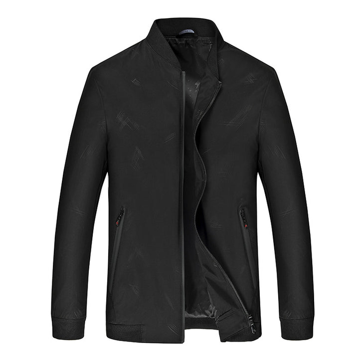 Herren Leichter Zip-Blouson mit Strukturprint, wasserabweisender Oberfläche und Rippbündchen Echo Archiv