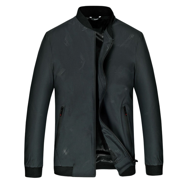 Herren Leichter Zip-Blouson mit Strukturprint, wasserabweisender Oberfläche und Rippbündchen Echo Archiv