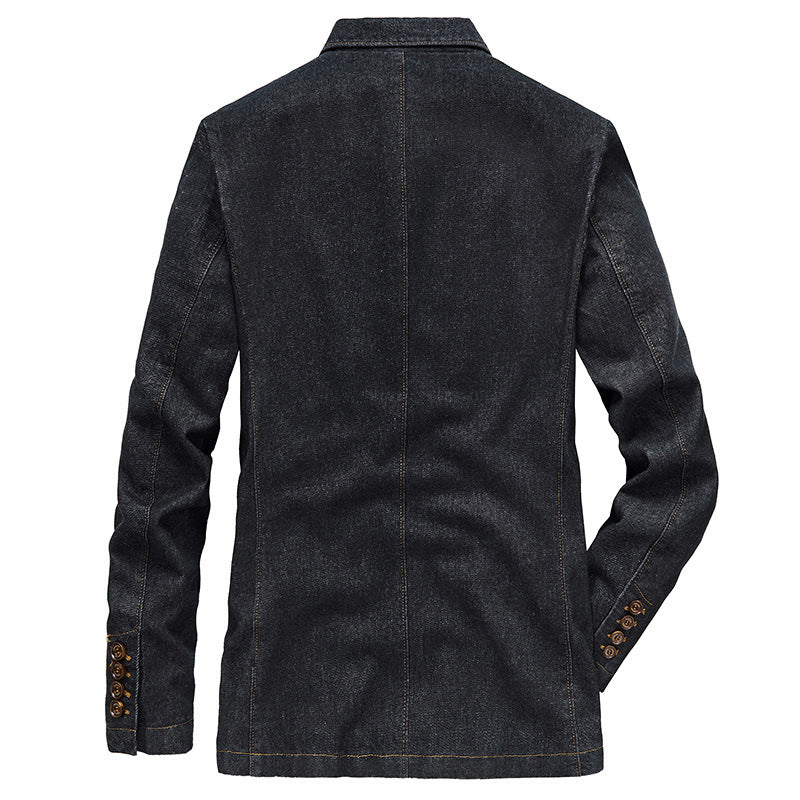 Herren Jeansblazer im smart-casual Stil mit Reverskragen und aufgesetzten Taschen – Tianoro