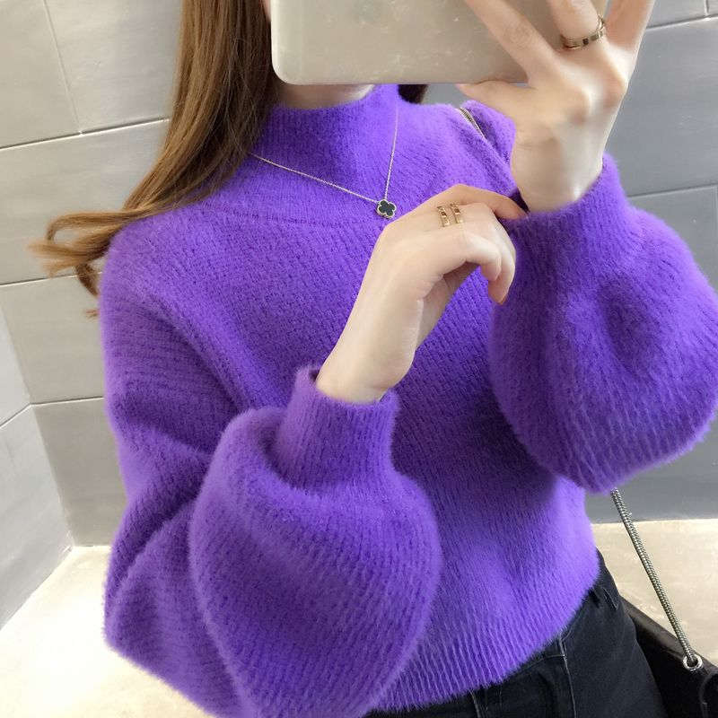 Damen-Pullover, Kurz, Laternenärmel, Strick