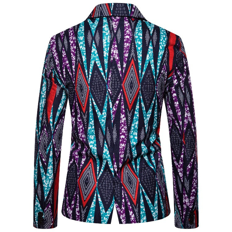 Herren Blazer mit kreativem geometrischen Muster und modernem Schnitt Echoarchiv
