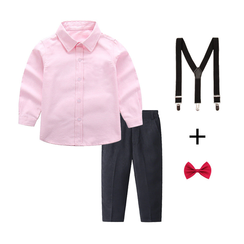 Damen elegantes Outfitset mit Hemd, Hose, Hosenträgern und Krawatte Echo Archiv