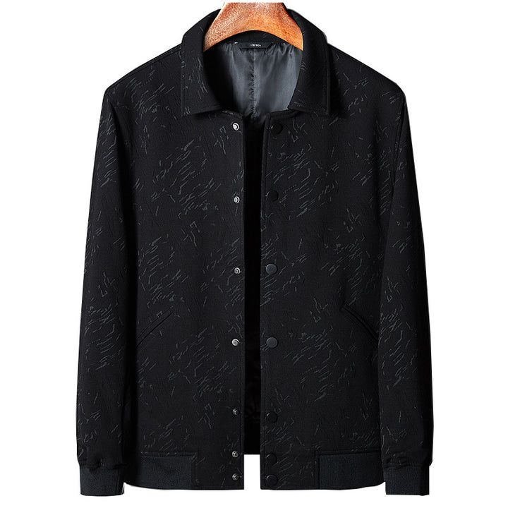 Herren Übergangsjacke im Coach-Stil mit Strukturprint, Druckknopfverschluss und Rippbündchen Echoarchiv