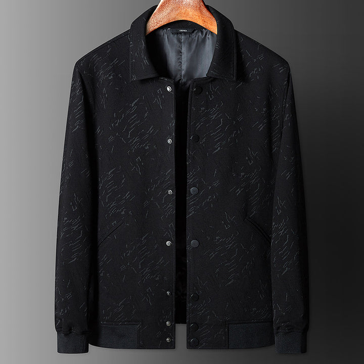 Herren Übergangsjacke im Coach-Stil mit Strukturprint, Druckknopfverschluss und Rippbündchen Echoarchiv