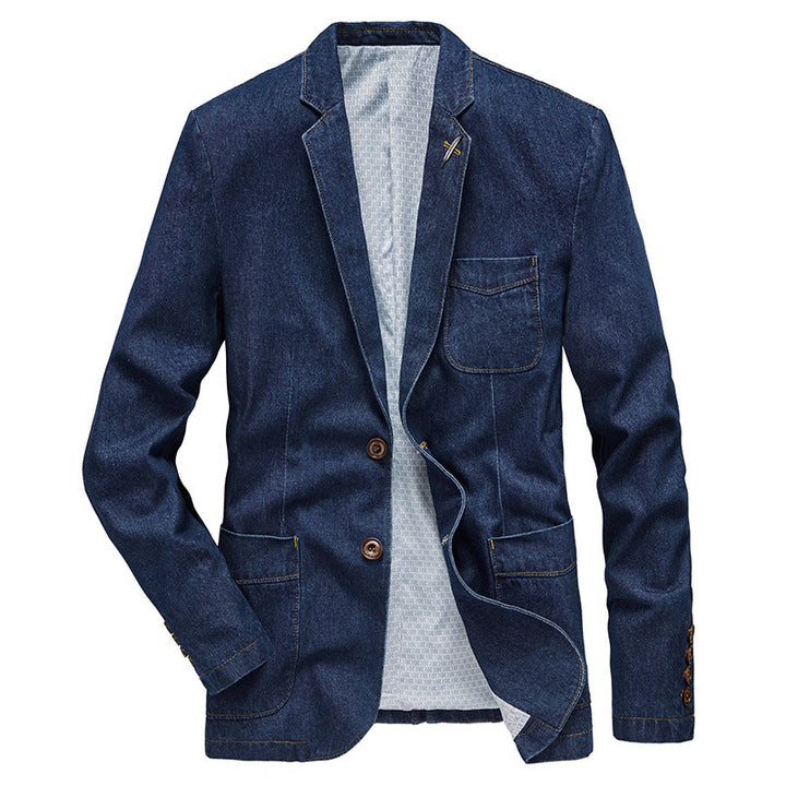 Herren Jeansblazer im smart-casual Stil mit Reverskragen und aufgesetzten Taschen – Tianoro