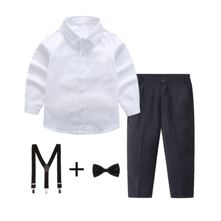 Damen elegantes Baumwollhemd mit schicken Hosen und Hosenträgern Echo Archiv
