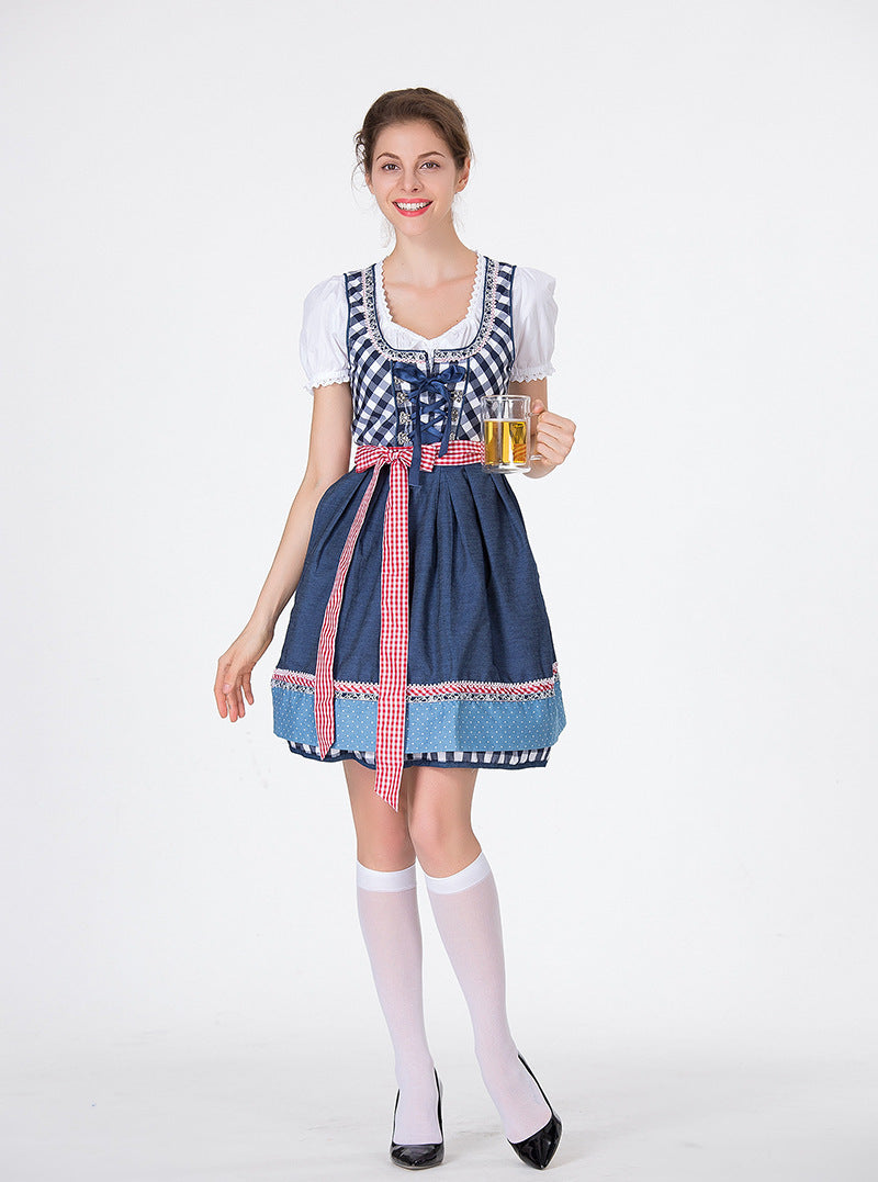 Damen nan traditionelles Oktoberfest Dirndl mit Rüschenbluse, geschnürtem Mieder und Schleifen-Schürze Echo Archiv