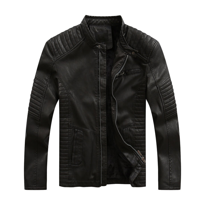 Herren stylische Bikerjacke aus Kunstleder mit detailreichen Steppnähten Echoarchiv