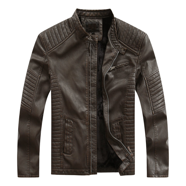 Herren stylische Bikerjacke aus Kunstleder mit detailreichen Steppnähten Echoarchiv