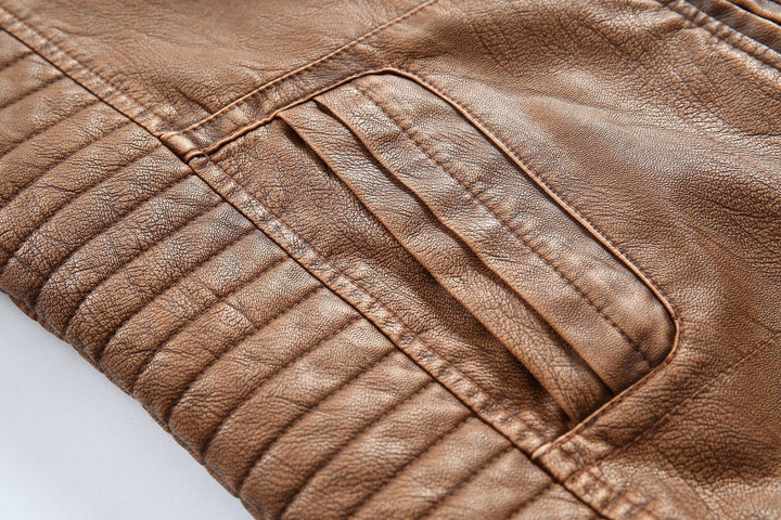 Herren stylische Bikerjacke aus Kunstleder mit detailreichen Steppnähten Echoarchiv