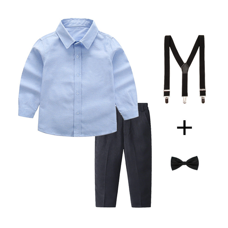 Damen elegantes Outfitset mit Hemd, Hose, Hosenträgern und Krawatte Echo Archiv