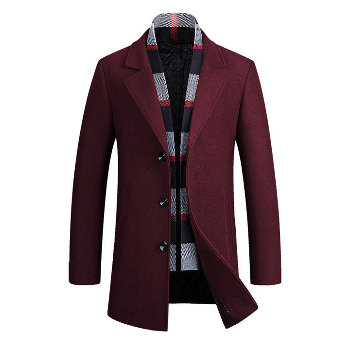 Herren Moderner Wollmix-Kurzmantel mit integrierter gesteppter Innenjacke und Karodetail Echo Archiv