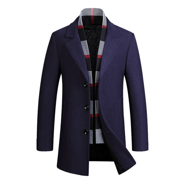 Herren Moderner Wollmix-Kurzmantel mit integrierter gesteppter Innenjacke und Karodetail Echo Archiv