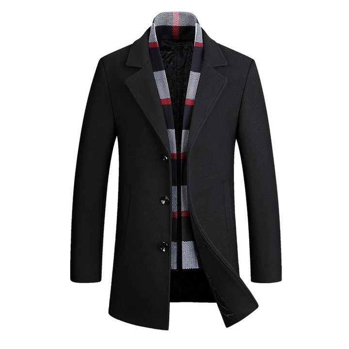 Herren Moderner Wollmix-Kurzmantel mit integrierter gesteppter Innenjacke und Karodetail Echo Archiv