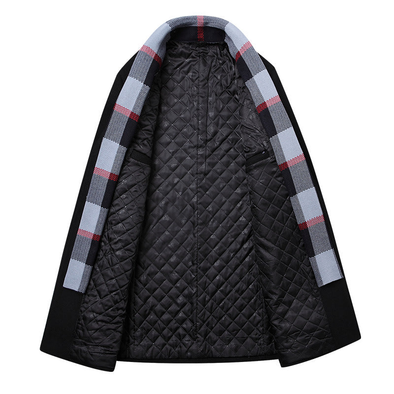 Herren Moderner Wollmix-Kurzmantel mit integrierter gesteppter Innenjacke und Karodetail Echo Archiv