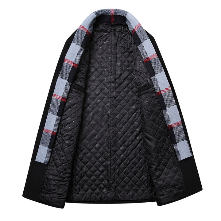 Herren Moderner Wollmix-Kurzmantel mit integrierter gesteppter Innenjacke und Karodetail Echo Archiv