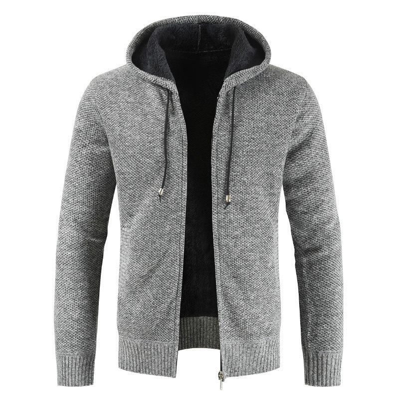 Herren moderne Strickjacke mit Kapuze und weichem Innenfutter Echoarchiv