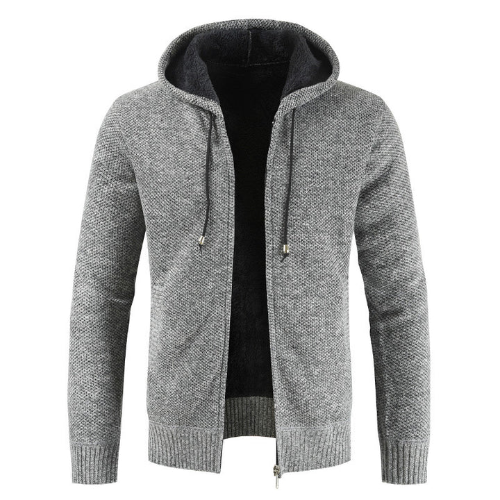 Herren moderne Strickjacke mit Kapuze und weichem Innenfutter Echoarchiv