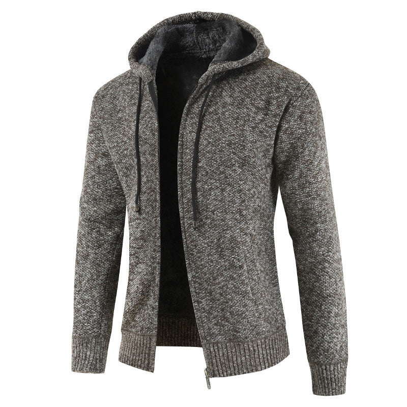 Herren moderne Strickjacke mit Kapuze und weichem Innenfutter Echoarchiv