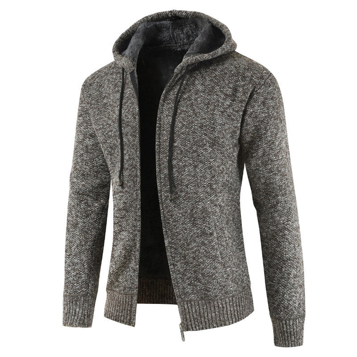 Herren moderne Strickjacke mit Kapuze und weichem Innenfutter Echoarchiv