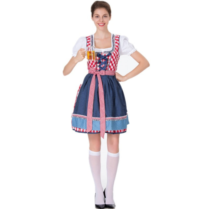 Damen nan traditionelles Oktoberfest Dirndl mit Rüschenbluse, geschnürtem Mieder und Schleifen-Schürze Echo Archiv