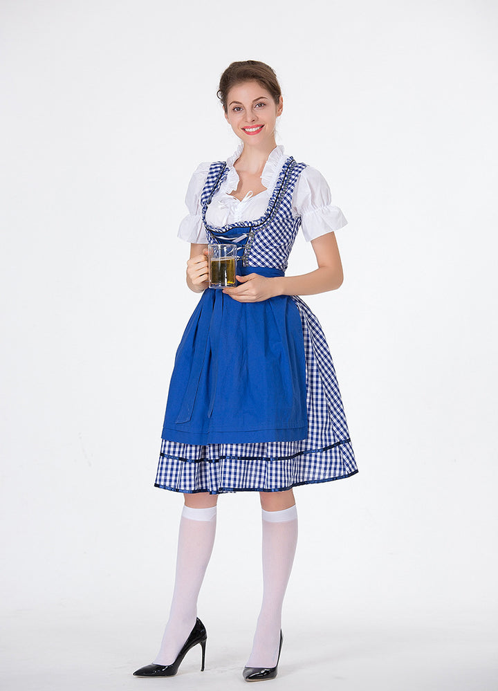 Damen nan traditionelles Oktoberfest Dirndl mit Rüschenbluse, geschnürtem Mieder und Schleifen-Schürze Echo Archiv