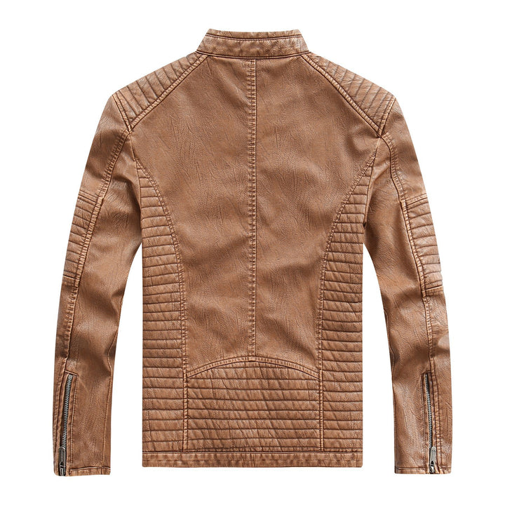 Herren stylische Bikerjacke aus Kunstleder mit detailreichen Steppnähten Echoarchiv