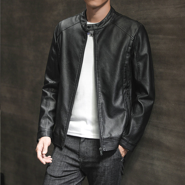 Herren elegante Kunstlederjacke mit minimalistischen Designs Echoarchiv