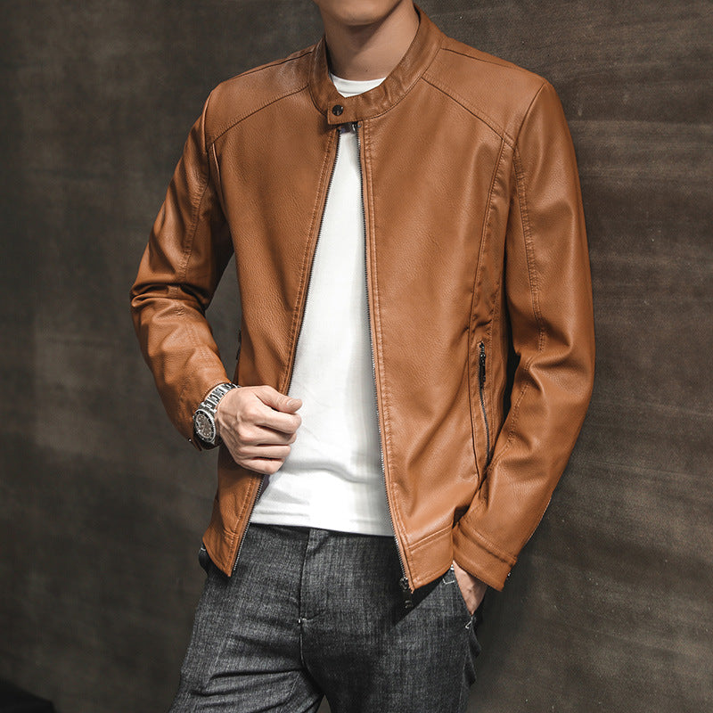 Herren elegante Kunstlederjacke mit minimalistischen Designs Echoarchiv