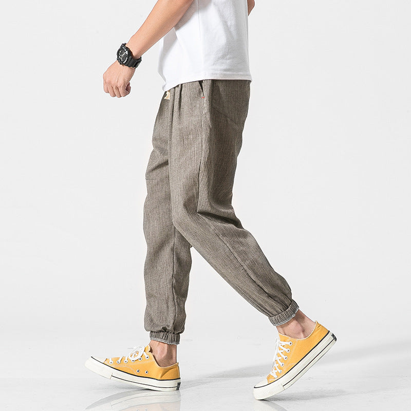 Herren nan leichte Leinenhose mit Tunnelzug und elastischen Bündchen Echo Archiv