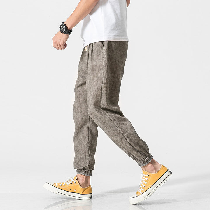 Herren nan leichte Leinenhose mit Tunnelzug und elastischen Bündchen Echo Archiv