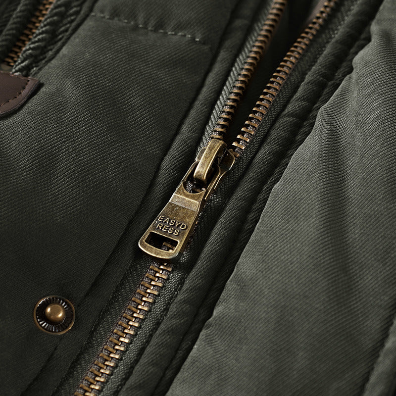 Herren wattierte Parka mit Kapuze und Teddyfutter Multitaschen – Marzano