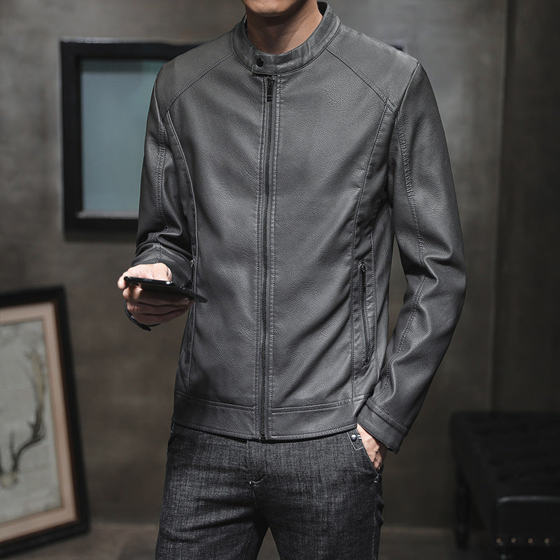Herren elegante Kunstlederjacke mit minimalistischen Designs Echoarchiv