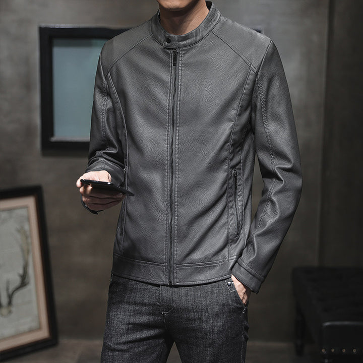 Herren elegante Kunstlederjacke mit minimalistischen Designs Echoarchiv