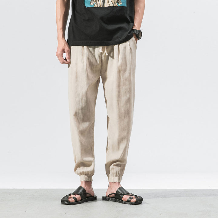 Herren nan leichte Leinenhose mit Tunnelzug und elastischen Bündchen Echo Archiv