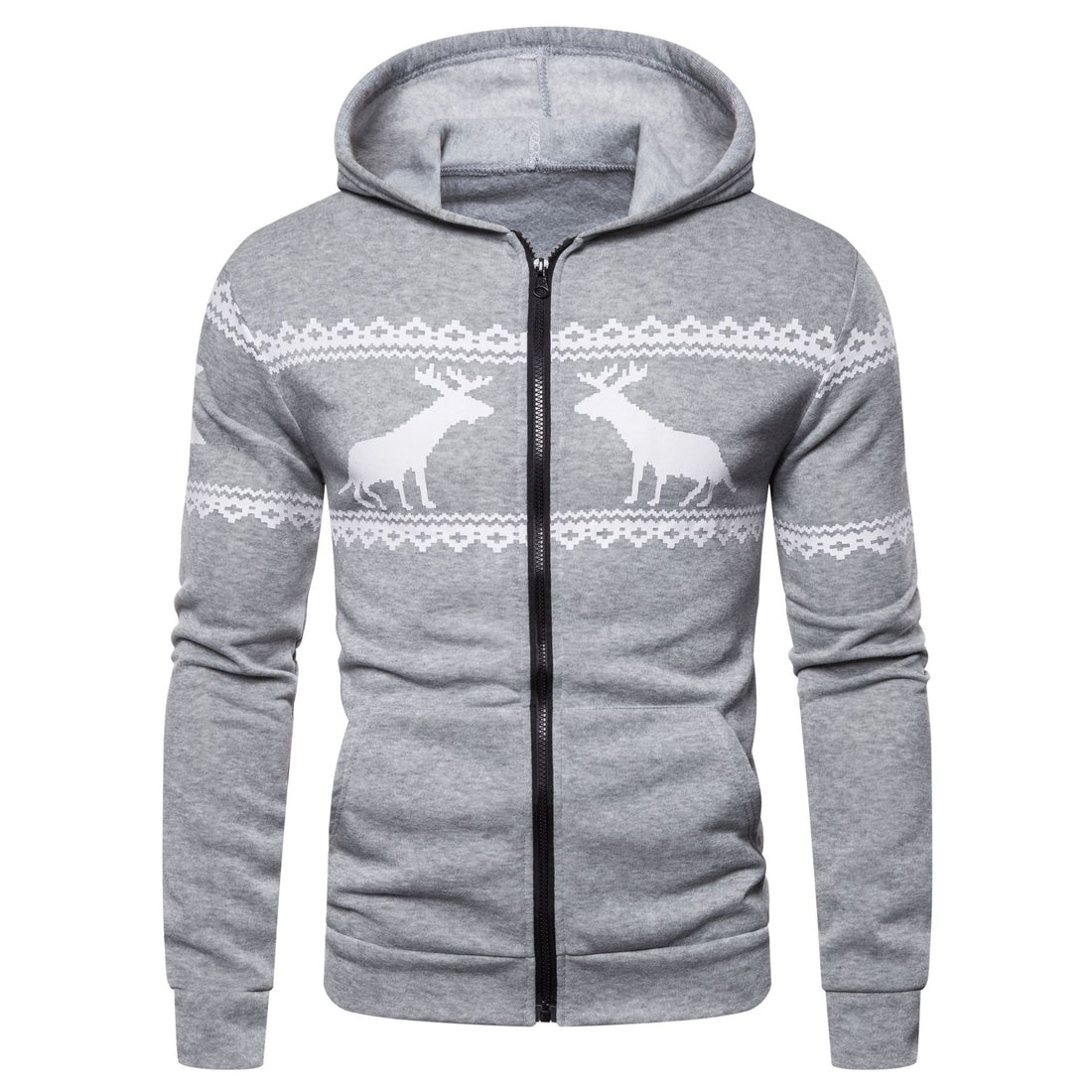 Herren Kapuzenjacke mit nordischem Motiv und praktischem Reißverschluss – Taviero