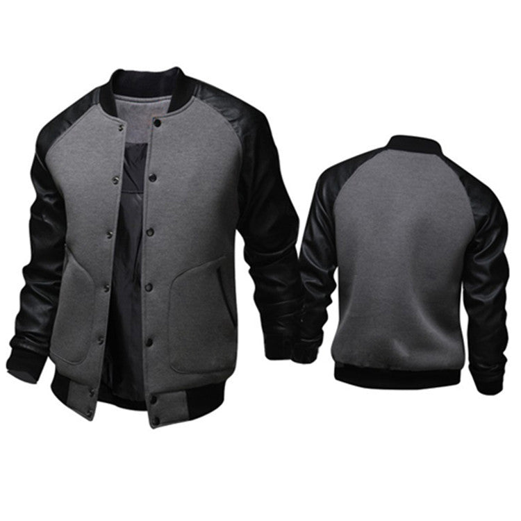 Herren sportliche Bomberjacke mit hochwertigem Lederbesatz Echoarchiv
