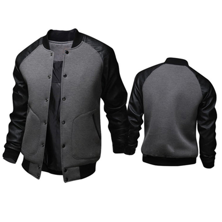 Herren sportliche Bomberjacke mit hochwertigem Lederbesatz Echoarchiv