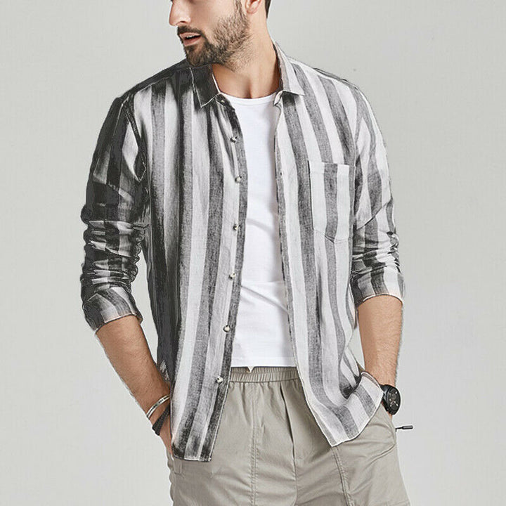 Herren gestreifte Hemdjacke aus leichtem Baumwollstoff Echoarchiv